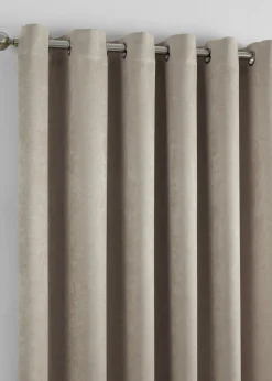 Fusion Strata Dimout Natural Eyelet Curtains