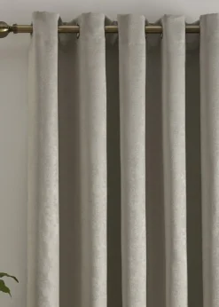 Fusion Strata Dimout Natural Eyelet Single Panel Door Curtain