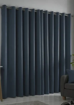 Fusion Strata Dimout Navy Eyelet Curtains
