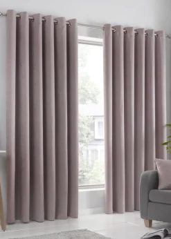 Fusion Strata Dimout Pink Eyelet Curtains