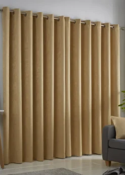 Fusion Strata Dimout Yellow Eyelet Curtains