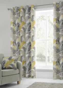 Fusion Tropical Curtains Yellow Eyelet Curtains