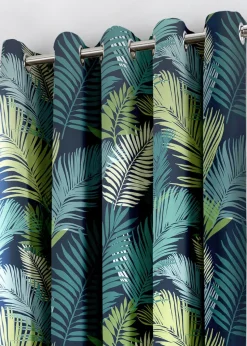 Fusion Tropical Curtains Blue Eyelet Curtains