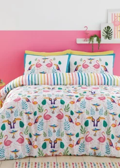 Fusion Tropical Flamingo Pink Duvet Cover Set
