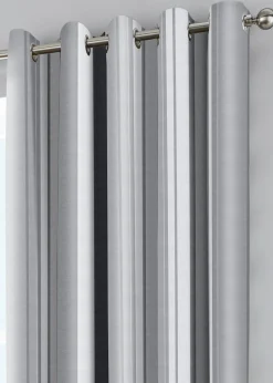 Fusion Whitworth Stripe Grey Eyelet Curtains