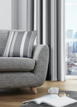 Fusion Whitworth Stripe Grey Filled Cushion (43cm x 43cm)