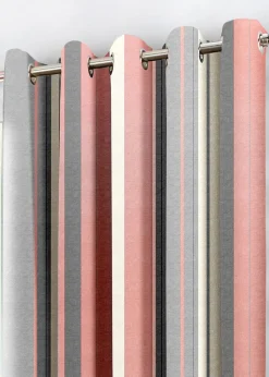 Fusion Whitworth Stripe Pink Eyelet Curtains