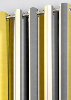 Fusion Whitworth Stripe Yellow Eyelet Curtains