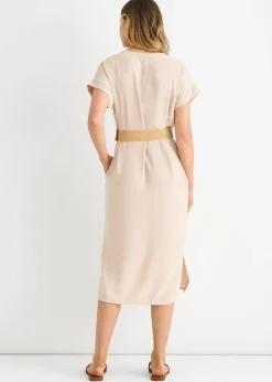 Gini London Beige Air Flow Belted Oversized Dress