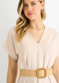 Gini London Beige Air Flow Belted Oversized Dress