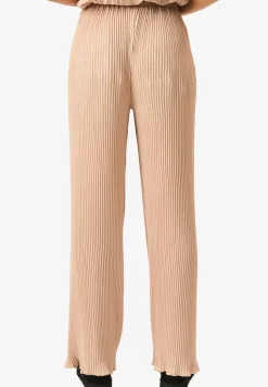 Gini London Beige Plisse Loungewear Wide Leg Trousers