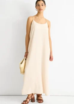 Gini London Beige Strappy Cross Back Airflow Oversized dress