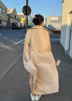 Gini London Beige Tall Woven Oversized Trench Coat