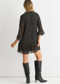Gini London Black Animal Spot Shirt Mini Dress