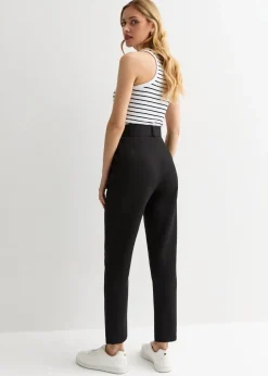 Gini London Black Belt Detail Tapered Trousers