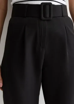 Gini London Black Belt Detail Tapered Trousers