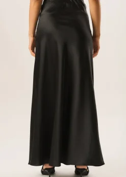 Gini London Black Bias Maxi Skirt