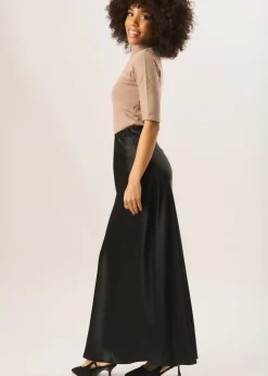 Gini London Black Bias Maxi Skirt