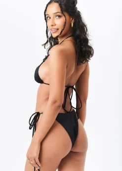 Gini London Black Butterfly Detail Tie Side Bikini Bottoms