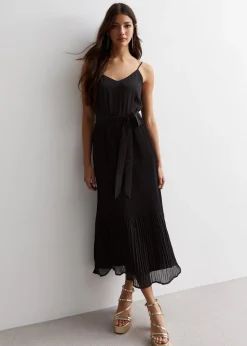 Gini London Black Cami Top Pleated Midi Dress