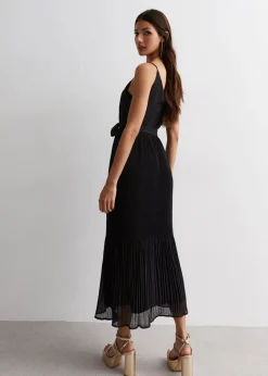Gini London Black Cami Top Pleated Midi Dress