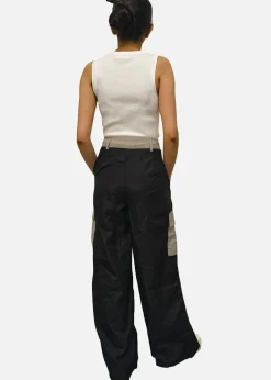 Gini London Black Contrast Detail Cargo Trousers