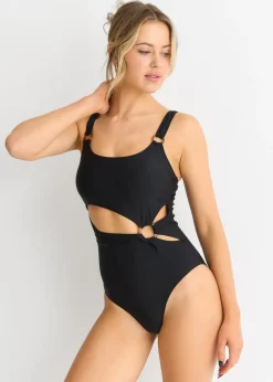 Gini London Black Cut out Ring Detail Swimsuit