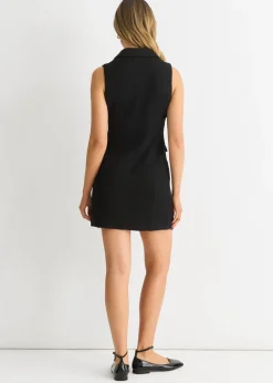 Gini London Black Double Breast Boucle Blazer Mini Dress