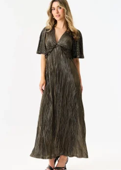 Gini London  Black Occassion Metallic Plisse Dress