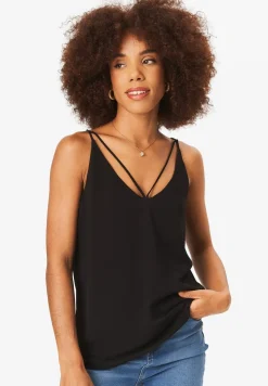 Gini London Black Plain Strappy Cami Top