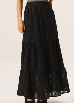 Gini London Black Tiered Lace Embroidered Long Skirt