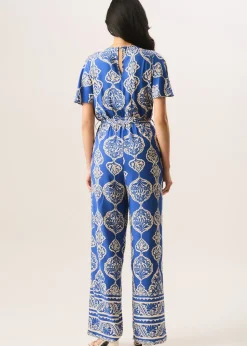 Gini London Blue Angel Sleeve Wrap Look Jumpsuit