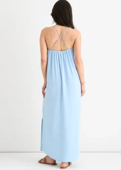 Gini London Blue Strappy Cross Back Airflow Oversized dress
