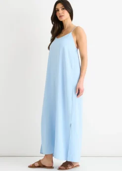 Gini London Blue Strappy Cross Back Airflow Oversized dress