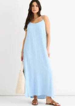 Gini London Blue Strappy Cross Back Airflow Oversized dress