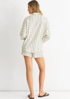 Gini London Cream Long Sleeve Batwing Stripe Shirt