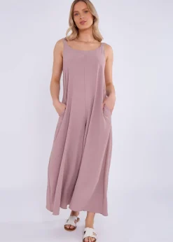 Gini London Dusty Pink Mink Air Flow Strappy Wide Leg Jumpsuit