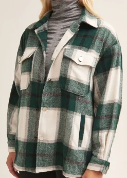 Gini London Green Check Oversized Pocket Detail Shacket