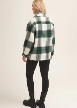 Gini London Green Check Oversized Pocket Detail Shacket