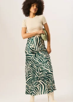 Gini London Green Zebra Bias Maxi Skirt