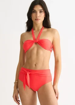 Gini London Orange Twist Front Halter Neck Bikini Top