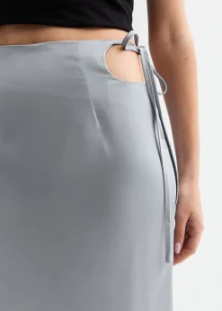 Gini London Silver Satin Maxi Skirt