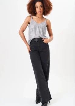 Gini London Silver Sequin V Neck Cami Top