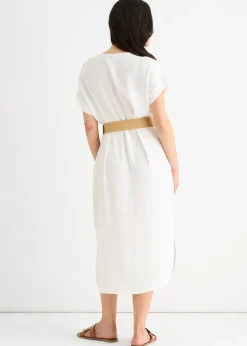 Gini London White Air Flow Belted Oversized Dress