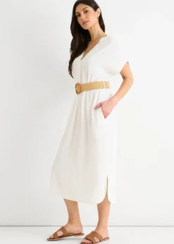 Gini London White Air Flow Belted Oversized Dress