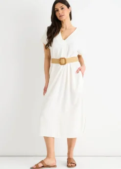 Gini London White Air Flow Belted Oversized Dress