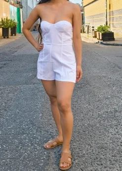 Gini London White Bandeau  Tailored Playsuit