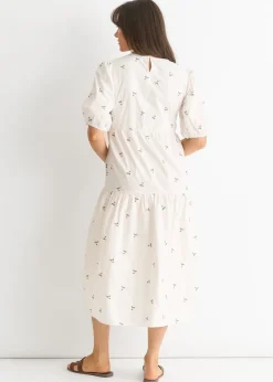 Gini London White Broderie Cotton Smock Midi Dress