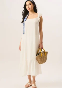 Gini London White Ruffle Short Sleeve Maxi Dress