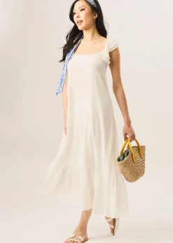 Gini London White Ruffle Short Sleeve Maxi Dress